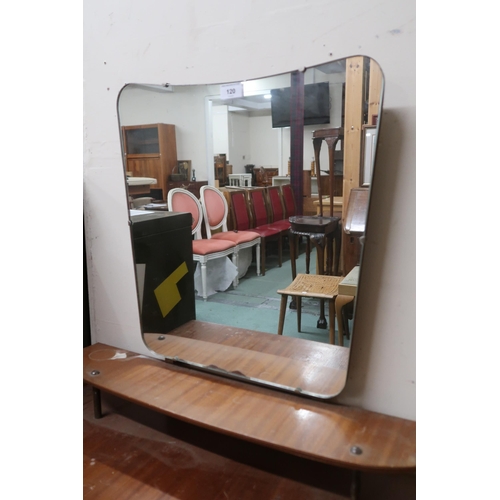 120 - A lot comprising mid 20th century teak dressing table with mirror over two drawers, 130cm high x 78c... 