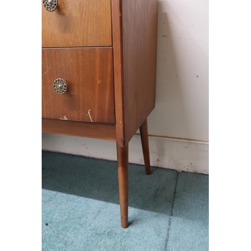 120 - A lot comprising mid 20th century teak dressing table with mirror over two drawers, 130cm high x 78c... 