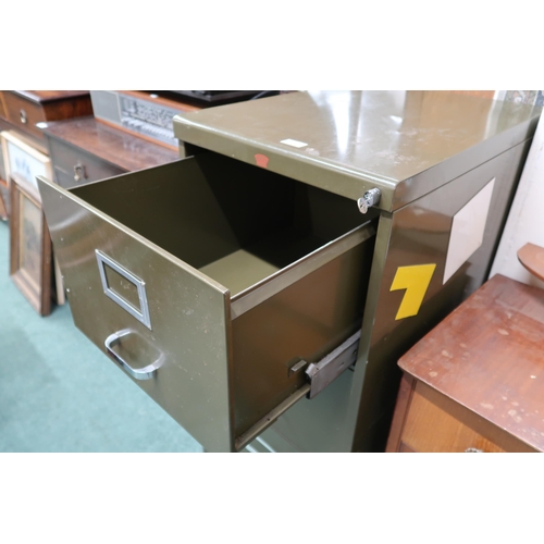 121 - A 20th century green painted Howden three drawer filing cabinet, 103cm high x 47cm wide x 62cm deep