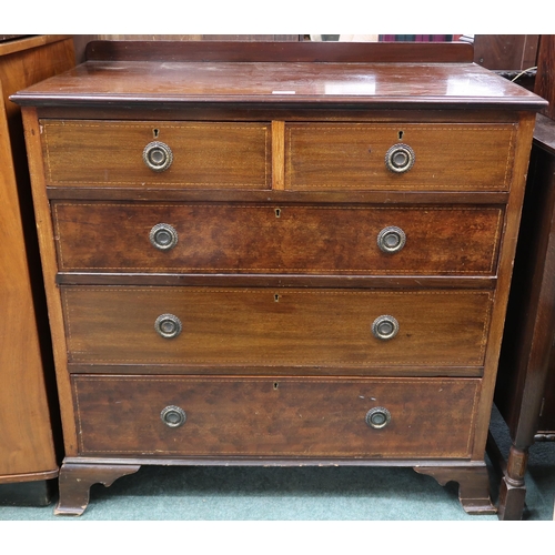 124 - A late Victorian mahogany two over three chest of drawers, 88cm high x 91cm wide x 50cm deep