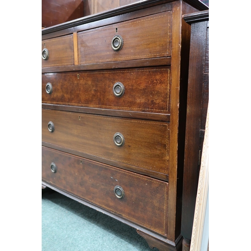 124 - A late Victorian mahogany two over three chest of drawers, 88cm high x 91cm wide x 50cm deep