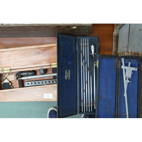 133 - A lot comprising plywood tool chest with assorted contents and a shoulder brace hand drill 