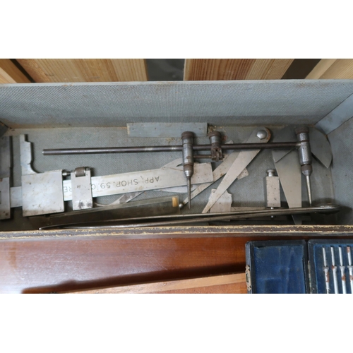 133 - A lot comprising plywood tool chest with assorted contents and a shoulder brace hand drill 