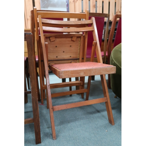 136 - A lot comprising mahogany oval two tier occasional table, oak two tier table and pair of folding cha... 