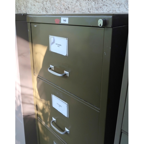 140 - A lot of three assorted steel filing cabinets (3)