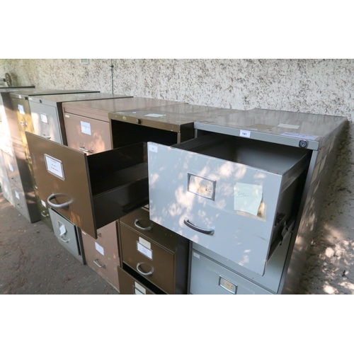 141 - A lot four assorted filing cabinets with three steel and one wooden (4)