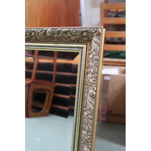 147 - A contemporary gilt framed wall mirror with bevelled glass mirror pane, 62cm high x 87cm wide