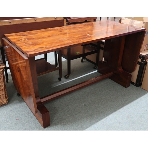 149 - A 20th century refectory style drop end banquet table, 75cm high x 140cm long (243cm long extended) ... 