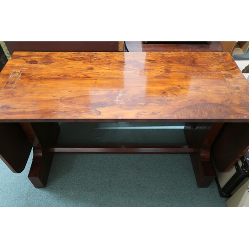 149 - A 20th century refectory style drop end banquet table, 75cm high x 140cm long (243cm long extended) ... 