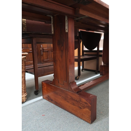 149 - A 20th century refectory style drop end banquet table, 75cm high x 140cm long (243cm long extended) ... 