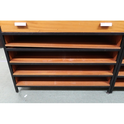 167 - A 20th century plan chest with long drawer over four open shelves, 98cm high x 122cm wide x 92cm dee... 