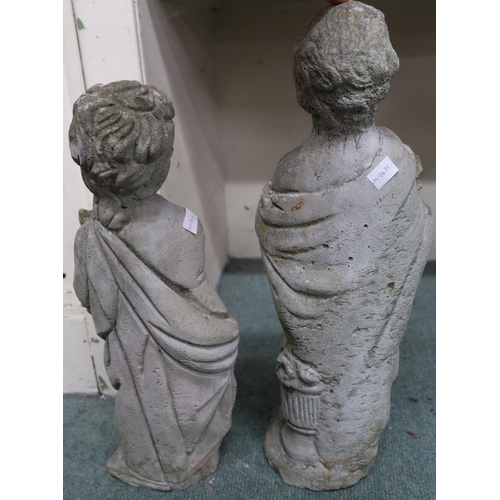 168 - A lot of two assorted composite stone figural garden statues (2)