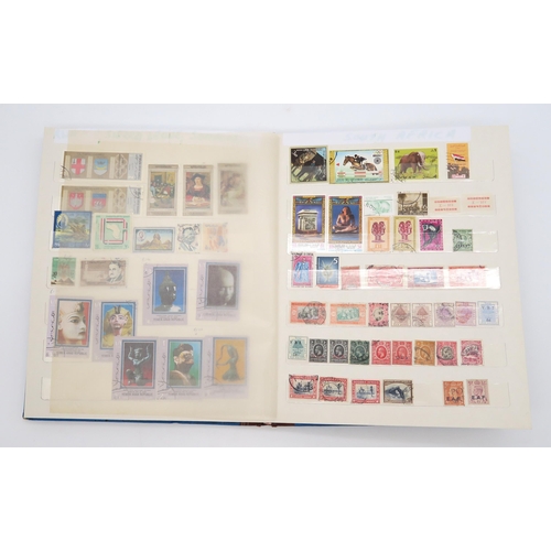 497 - STAMPS a collection of stamps in albums with mixed British, colonies to include Malta, Jamaica, Nata... 