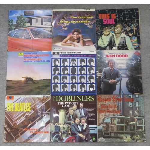 498 - VINYL RECORDS a box of pop, country and easy listening vinyl LP records with The Beatles Please Plea... 