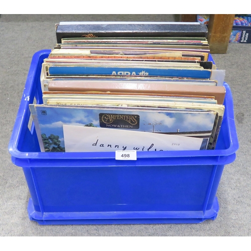 498 - VINYL RECORDS a box of pop, country and easy listening vinyl LP records with The Beatles Please Plea... 