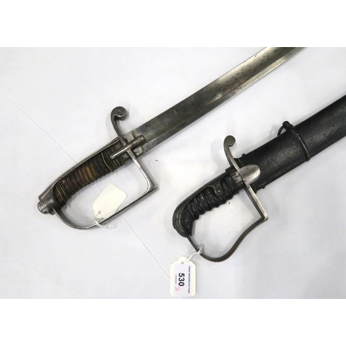 530 - A 1796 pattern light cavalry sabre, the blade unmarked and measuring approx. 71cm in overall length,... 