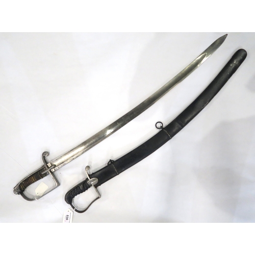 530 - A 1796 pattern light cavalry sabre, the blade unmarked and measuring approx. 71cm in overall length,... 