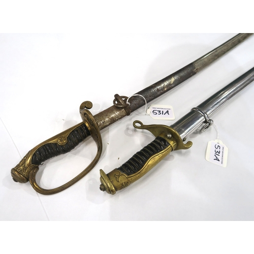 531A - *WITHDRAWN* A WW2-era Japanese officer's parade sword, the slightly curved narrow blade measuring ap... 