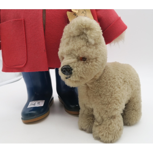 543 - A Paddington teddy bear by Gabrielle Designs, wearing red felt coat and Dunlop Wellington boots, ret... 