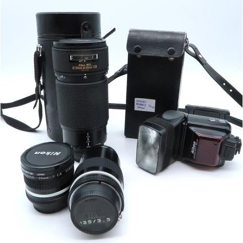 571 - NIKON AF ZOOM NIKKOR 80-200mm F/2.8 D ED lens together with various Nikon and Canon lenses and flash... 