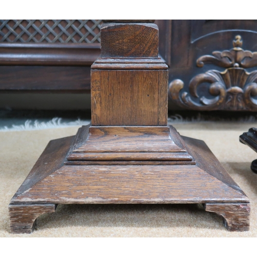 66 - A lot comprising Victorian oak plant stand with square top on barley twist column, 85cm high x 30cm ... 