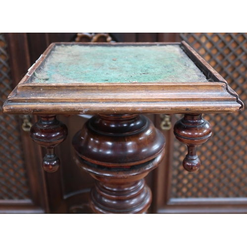 66 - A lot comprising Victorian oak plant stand with square top on barley twist column, 85cm high x 30cm ... 