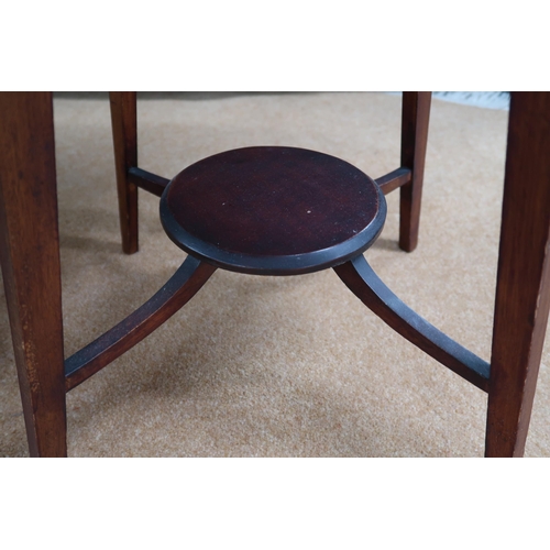 67 - An early 20th century oriental hardwood two tier occasional table with carved top on carved faux bam... 