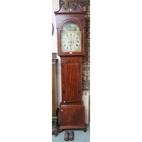 72 - A 19th century G Douglas, Kilmarnock mahogany cased longcase clock with painted dial bearing Roman n... 