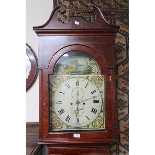 72 - A 19th century G Douglas, Kilmarnock mahogany cased longcase clock with painted dial bearing Roman n... 