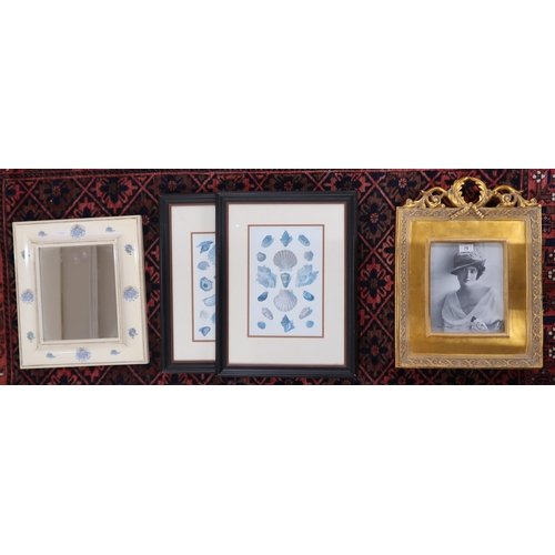 75 - A lot of three assorted framed pictures and a framed wall mirror (4)