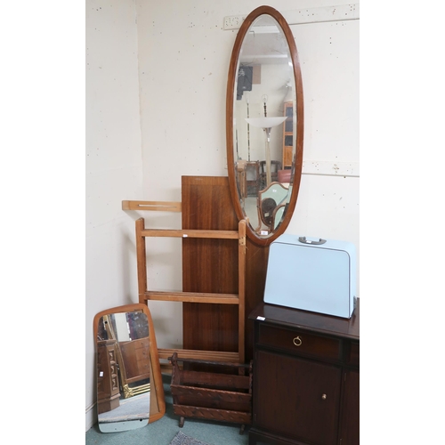 77 - A mixed lot to include portable sewing machine, mid 20th century teak wall mirror, Victorian mahogan... 