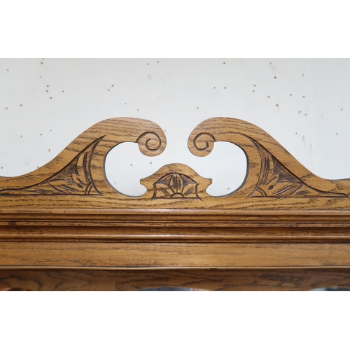 84 - *WITHDRAWN* A Victorian oak mirror backed sideboard with carved and moulded cornice over mirror back... 