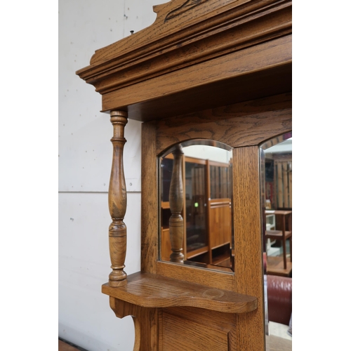 84 - *WITHDRAWN* A Victorian oak mirror backed sideboard with carved and moulded cornice over mirror back... 