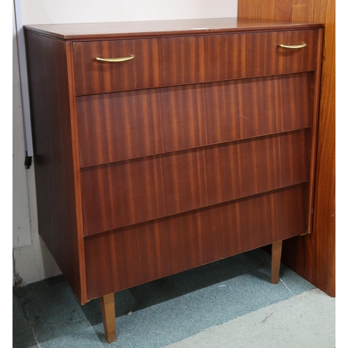 88 - A mid 20th century teak Avalon chest of four drawers on tapering supports, 84cm high x 76cm wide x 4... 