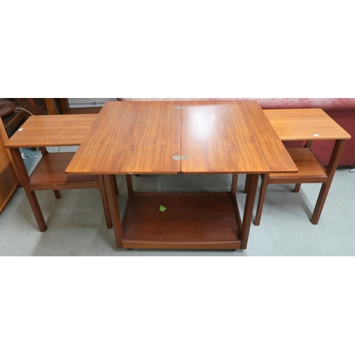 90 - A mid 20th century teak two tier fold over tea table and two accompanying occasional tables (3)