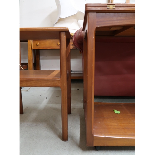 90 - A mid 20th century teak two tier fold over tea table and two accompanying occasional tables (3)