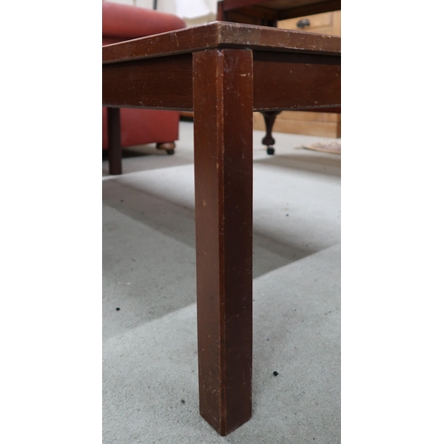 94 - A mid 20th century teak metamorphic buffet table on ball and claw feet, 74cm high x 116cm wide x 38c... 