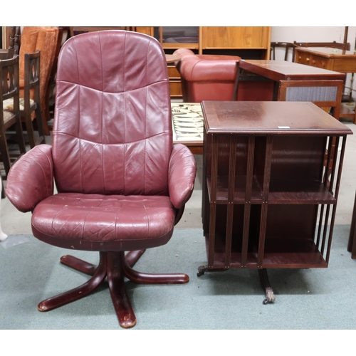 98 - *PLEASE NOTE THE CHAIR IS NOT PART OF THIS LOT*A 20th century mahogany revolving bookcase with two t... 