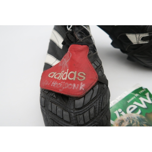 561 - Celtic F.C.A pair of match-worn Adidas Predator football boots signed by Pierre Van Hooijdonk, with ... 