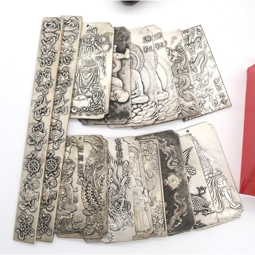 530A - A collection of white metal Chinese style plaques