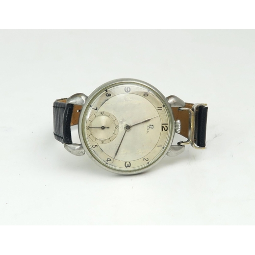 2617 - AN UNUSUAL OMEGA WRISTWATCHEarly-20th century, with exhibition back, the movement numbered 9888381, ... 