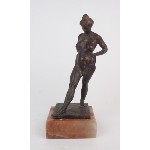 2168 - VINCENT BUTLER (1933-2017) A nude bronze female figure, modelled standing, incised signature and dat... 