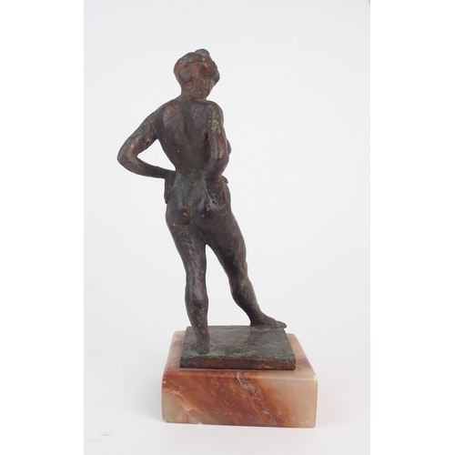 2168 - VINCENT BUTLER (1933-2017) A nude bronze female figure, modelled standing, incised signature and dat... 