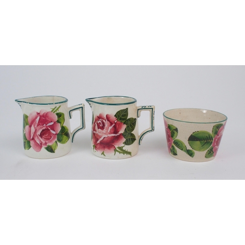 2187 - A COLLECTION OF WEMYSS CABBAGE ROSE PAINTED CERAMICS including a biscuit barrel, 12cm high, a cup an... 