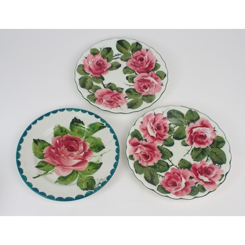 2187 - A COLLECTION OF WEMYSS CABBAGE ROSE PAINTED CERAMICS including a biscuit barrel, 12cm high, a cup an... 