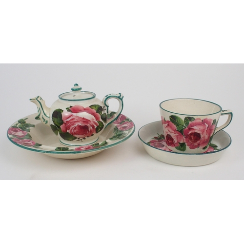 2187 - A COLLECTION OF WEMYSS CABBAGE ROSE PAINTED CERAMICS including a biscuit barrel, 12cm high, a cup an... 