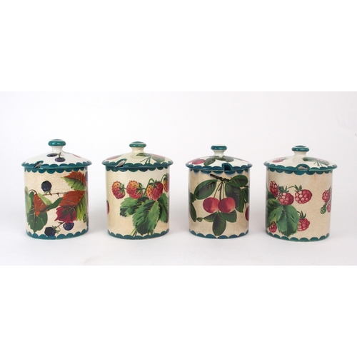 2188 - A COLLECTION OF WEMYSS FRUIT PAINTED WARES to include four preserve pots painted with brambles, cher... 