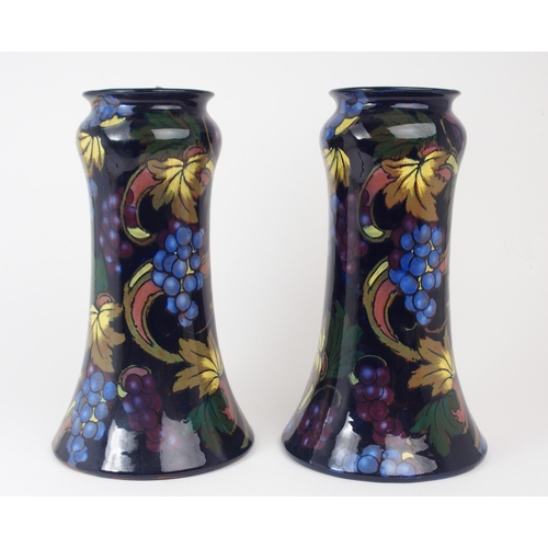 2191 - A PAIR OF ROYAL STANLEY WARE VASES in Jacobean pattern, 31cm high