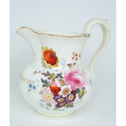 2222 - A DERBY TWO HANDLED URN painted with an arrangement of flowers, a Derby hand painted rectangular dis... 