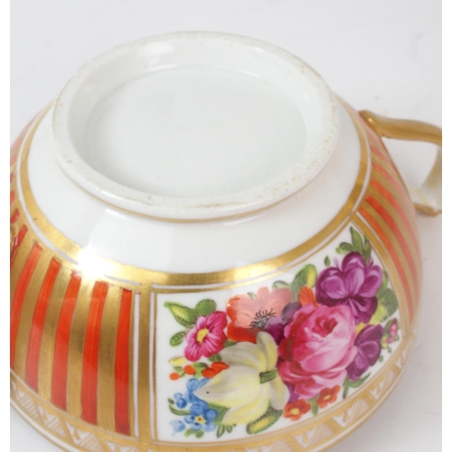 2222 - A DERBY TWO HANDLED URN painted with an arrangement of flowers, a Derby hand painted rectangular dis... 